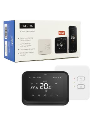 Смарт термостат PNI CT45 безжичен, с WiFi, интернет управление, за отоплителни централи, TuyaSmart APP