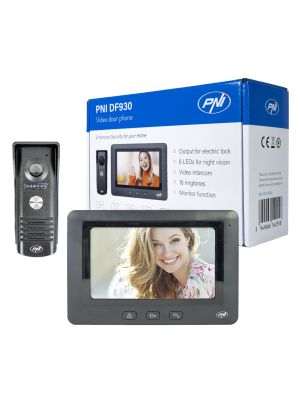 Видеодомофон PNI DF930 с 1 монитор, 7 инча LCD екран, 800x480, електромагнитен yala изход, черен