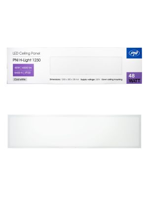 PNI H-Light 1230 48W LED панел, 1200x300mm, 4800lm, 6400K, вътрешен, вграден
