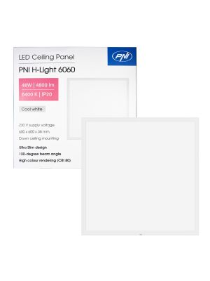 LED панел PNI H-Light 6060 48W, 600x600mm, 4800lm, 6400K, вътрешен, вграден