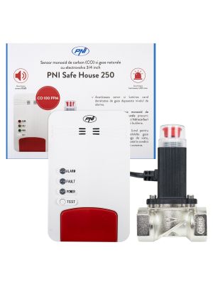 Комплект PNI Safe House Dual Gas 250 със сензор за въглероден окис (CO) и природен газ и електромагнитен клапан
