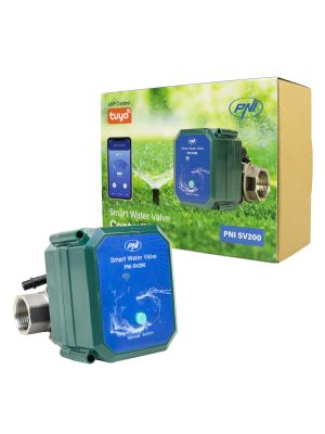 PNI SV200 интелигентен воден клапан, Wi-Fi свързаност, IP65, DN20, 3/4 приложение Tuya, съвместим с Amazon Alexa 