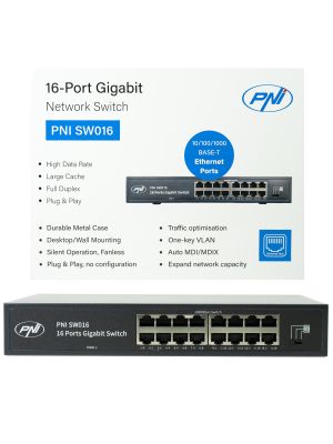 Суич PNI SW016, 16 x 10/100/1000 Mbps, Gigabit, метален корпус