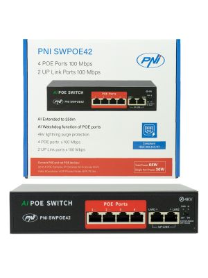 Switch POE PNI SWPOE42 с 4 POE порта и 2 100Mbps порта