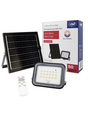 PNI GreenHouse WS50 PRO 50W LED прожектор с 6W соларен панел, батерия 5000mAh, 800lm, дистанционно управление, таймер и яркост