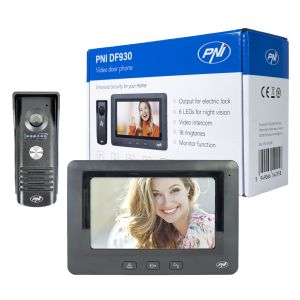 Видеодомофон PNI DF930 с 1 монитор, 7 инча LCD екран, 800x480, електромагнитен yala изход, черен