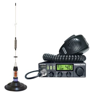 Комплект радио CB President MARTIN ASC + CB антена PNI ML70, дължина 70см, 26-30MHz, 200W