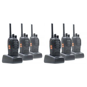 Включен комплект от 6 преносими радиостанции PNI PMR R40 PRO батерии, зарядни устройства и слушалки