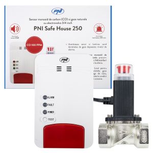 Комплект PNI Safe House Dual Gas 250 със сензор за въглероден окис (CO) и природен газ и електромагнитен клапан