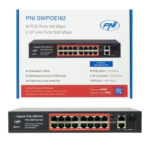 SWPOE162 POE PNI комутатор с 16 POE порта и 2 1000Mbps порта