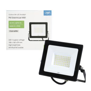 PNI GreenHouse WS51 50W тънък LED прожектор, 6400K, 5000lm, 184.5 * 29 * 160 мм